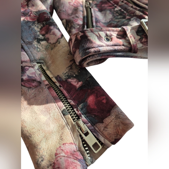 Zara Outerwear FLORAL BELTED jacket With Big Zippers - Picture 4 of 5